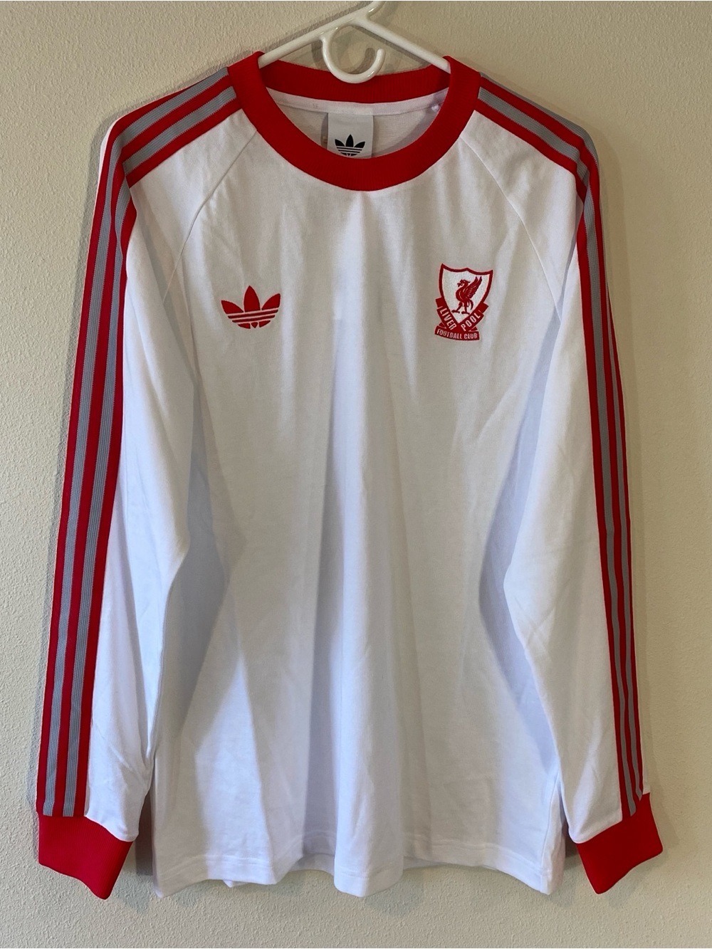 Adidas Originals Liverpool FC Long Sleeve White Red Grey JZ2543 $60 - Large